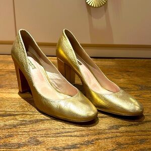 Louise et Cie Gold Block Heel Pumps - Size 11
